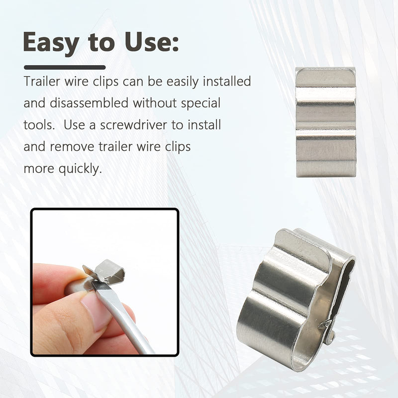 Qjaiune 50Pcs Trailer Frame Wire Clips, 19mm Length Solar Panel Wire Clips, 304 Stainless Steel Cable Clamps Double-Wire Clips for PV Wiring Boat Cable 19mm Double Wire (50Pcs)