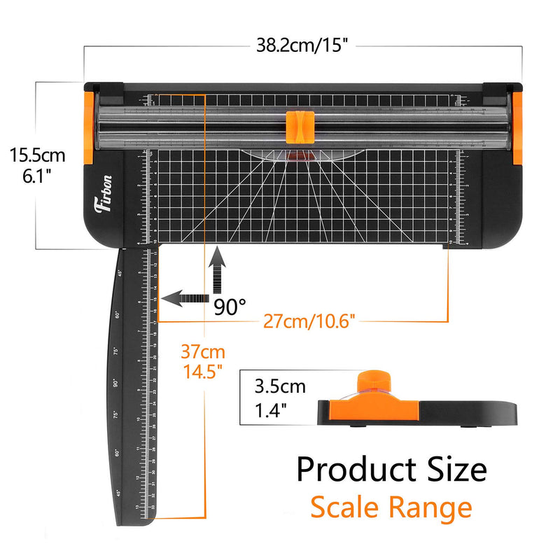 Firbon A4 Paper Cutter 12 Inch Titanium Paper Trimmer Scrapbooking Tool with Automatic Security Safeguard and Side Ruler for Craft Paper, Coupon, Label and Cardstock (Black)