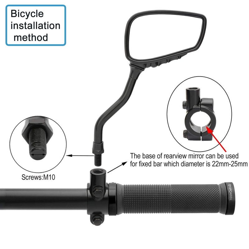 TOPCABIN 1 Pair Bicycle Mirror,Big View Bike Rear View Mirror Blindsight Multi Angle Adjustable Bike Mirror Aluminum Plated Outside Skull Claw Style Also for Motorcycle Mirror Black