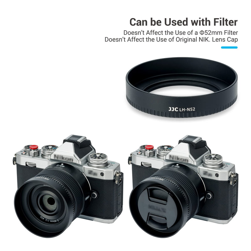Lens Hood for Nikon NIKKOR Z 28mm f/2.8, Z 28mm f/2.8 (SE), Z 40mm f/2 Lens, Aluminium Alloy No Vignetting Lens Hood, Compatible with 52mm Filters and 52mm Lens Cap