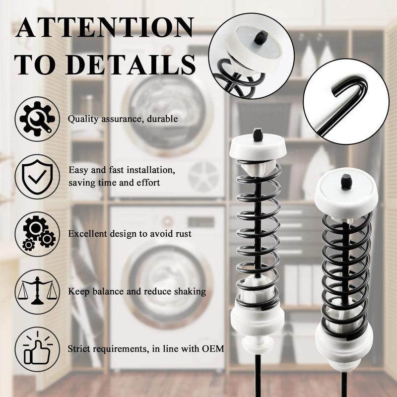 Funmit Updated W10780048 Washer Suspension Rod Kit - Compatible with Whirlpool Kenmore Amana Maytag Washing Machine - Length in 23.6" (Package Includes 4 Suspension Rods and Ball Cups)