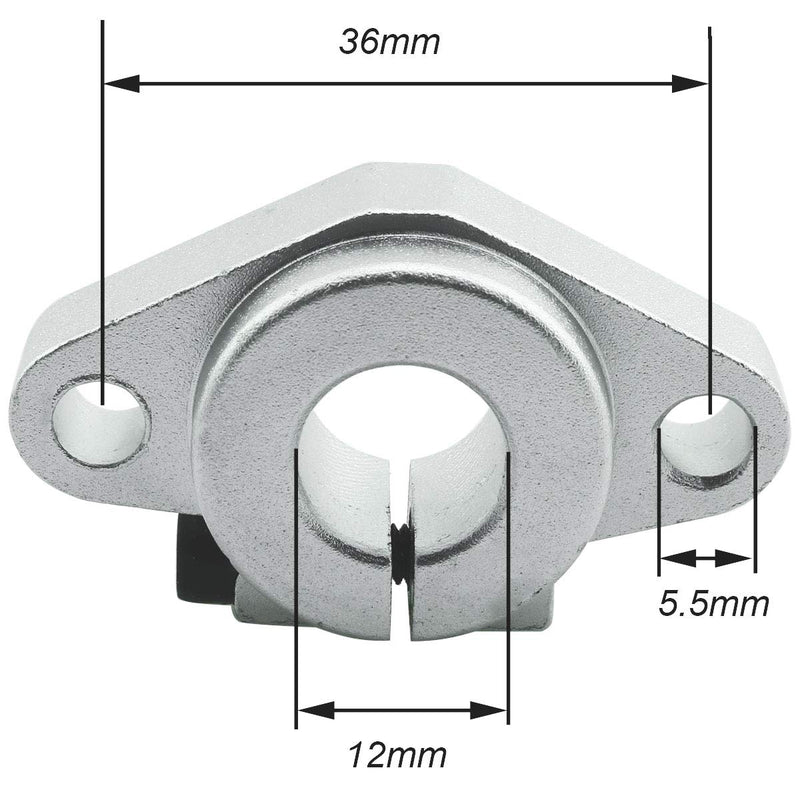 heyous 2pcs SHF12 Aluminum Alloy Linear Rod Rail Shaft Support for 12mm Diameter Shaft CNC Router Parts 3D Printer Parts