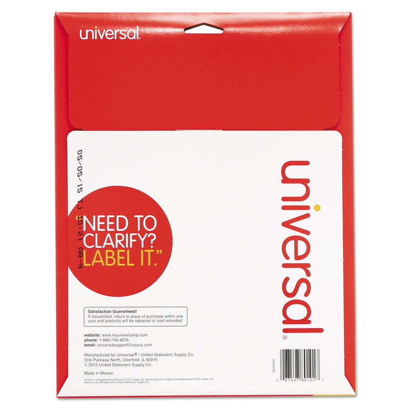 UNV80101 - Laser Printer Permanent Labels