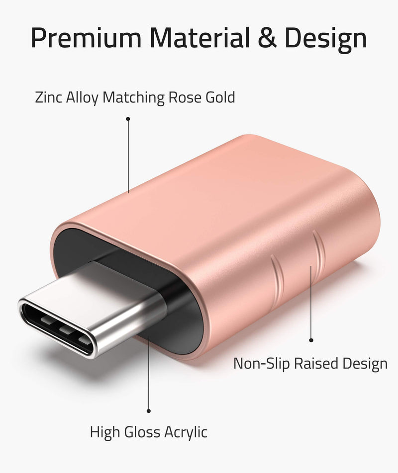 Syntech USB C to USB Adapter [2 Pack] USB C Male to USB3 Female Adapter Compatible with iMac 2021 iPad Pro 2021 MacBook Pro 2020 MacBook Air 2020 and Other Type C Devices Rose Gold