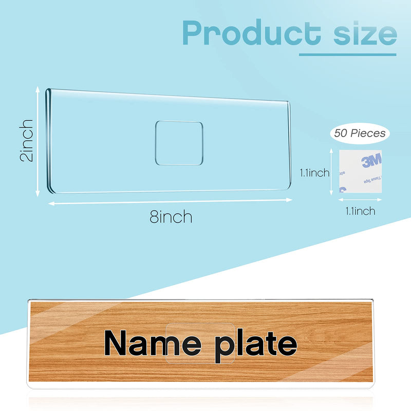 15 Pieces Acrylic Wall Name Plate with 50 Pieces Double Sided Foam Tape Clear Door Name Platel Frame Horizontal Acrylic Wall Name Sign Holder for Office Cubicles Store Classroom, 2 x 5 Inch