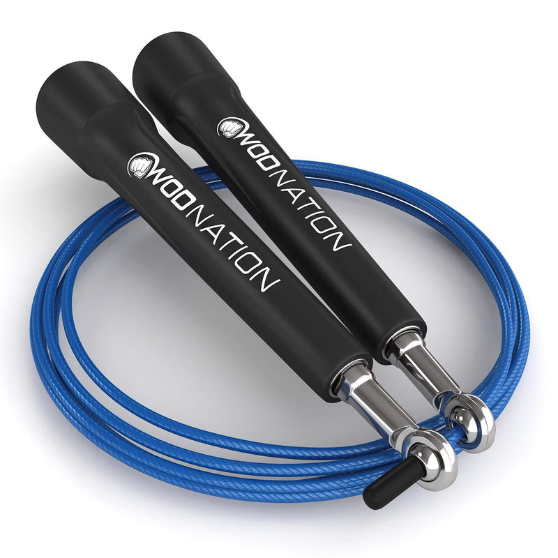 WOD Nation Speed Jump Rope - Blazing Fast Jumping Ropes - Endurance Workout for Boxing, MMA, Martial Arts or Just Staying Fit - Adjustable for Men, Women and Children black