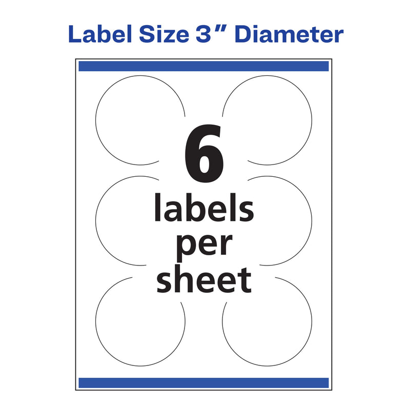 Avery Glossy Clear Round Labels with Sure Feed, 3" Diameter, 60 Glossy Clear Labels (36540) 60 Labels