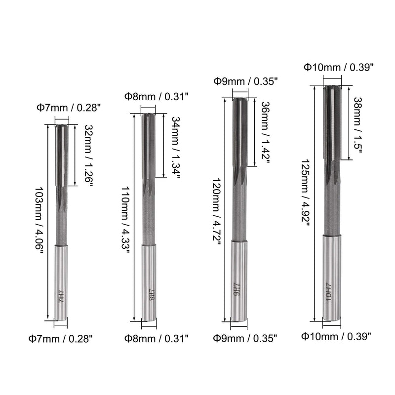 uxcell Chucking Reamer Set Lathe Machine Reamer Straight Flute Milling Cutter High Speed Steel H7 Tolerance (3mm 4mm 5mm 6mm 7mm 8mm 9mm 10mm) 8pcs