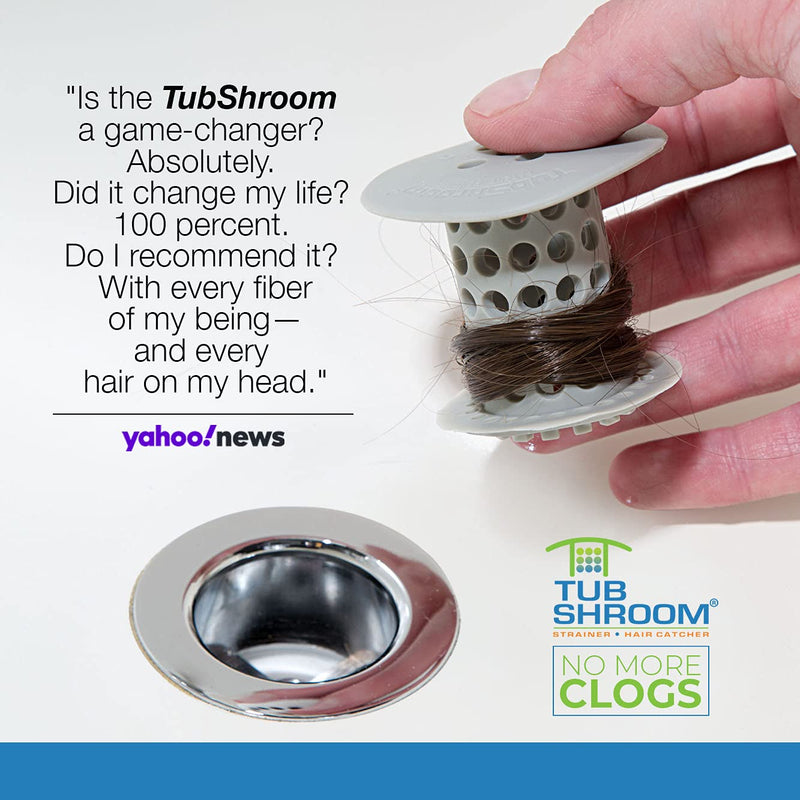 TubShroom Tub Hair Catcher Drain Protector, Fits 1.5"-1.75", Gray