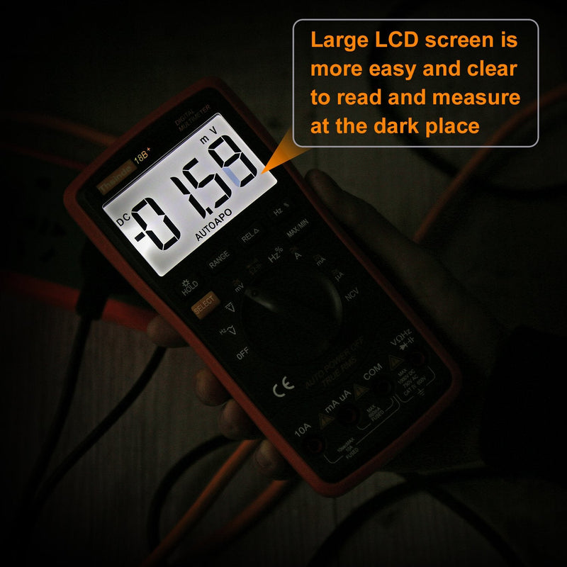 Auto Ranging Digital Multimeter TRMS 6000 with Battery Alligator Clips Test Leads AC/DC Voltage/Account,Voltage Alert, Amp/Ohm/Volt Multi Tester/Diode Orange