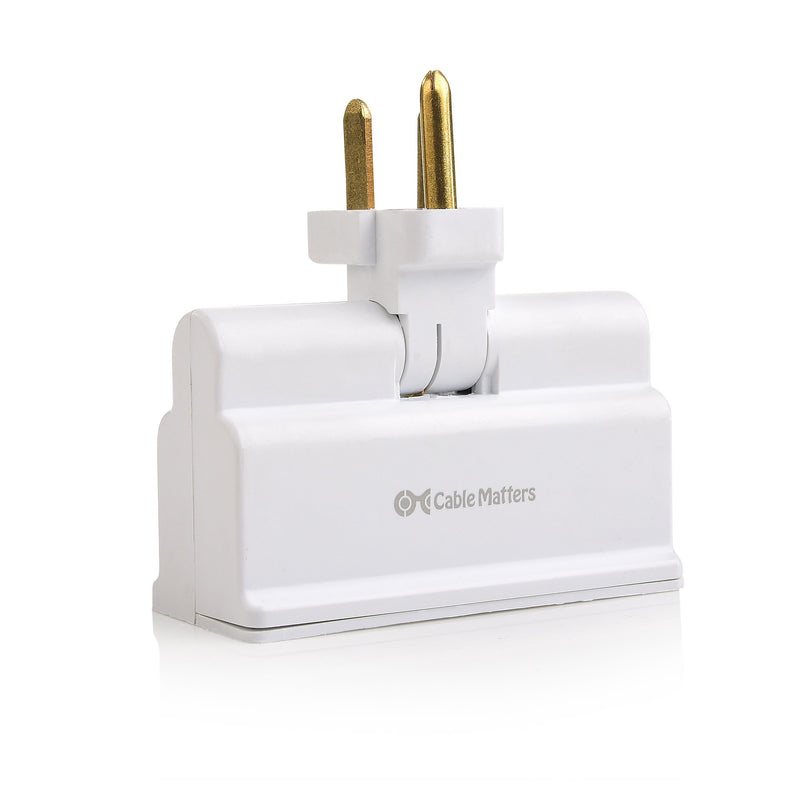 [UL Listed] Cable Matters (2-Pack) 3-Outlet Grounded 180 Degree Swivel Wall Tap, Swivel Outlet