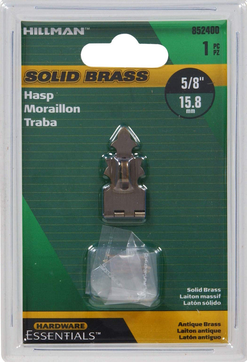 The Hillman Group The Hillman Group 852400 5/8 x 1-7/8" Solid Brass Decorative Mini Hasp - Antique Brass Finish 1-Pack