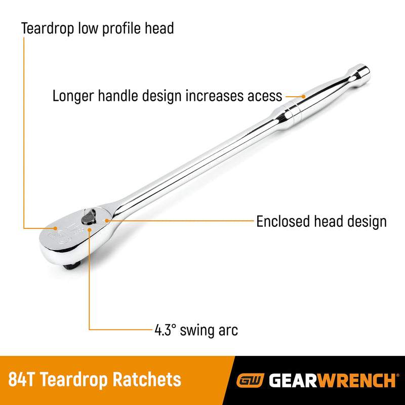 GEARWRENCH 1/4 Drive 84 Tooth Teardrop Ratchet 5" - 81011A-07 1/4" Drive New Version