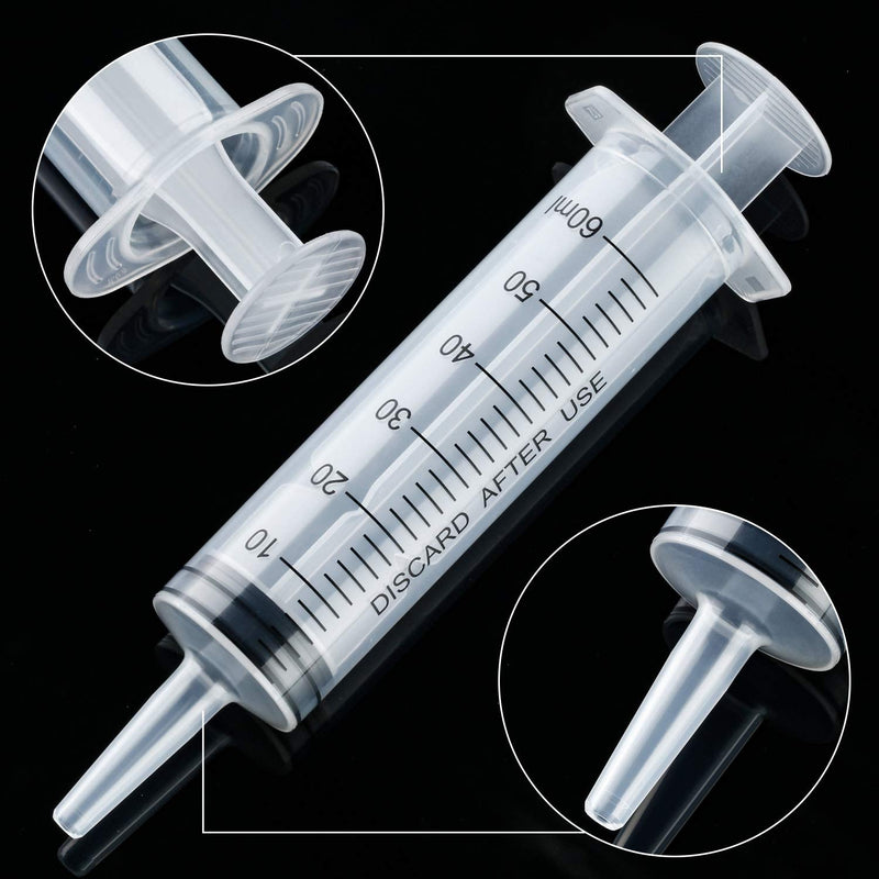 10 Pack Plastic Syringe Liquid Measuring Syringes Without Needle for Epoxy Resin, Craft, Scientific Labs, Feeding Pets Animals, Oil or Glue Applicator (60 ML) 60 ML