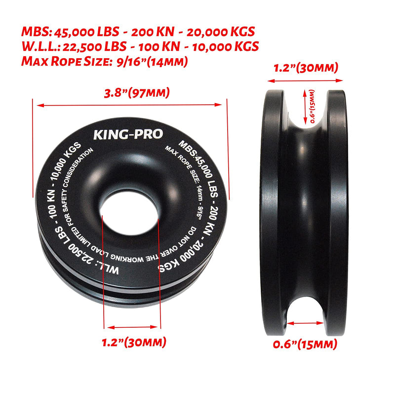 KING-PRO Recovery Ring 7/16"x20" Soft Shackle 35,000lbs Breaking Strength with Snatch Ring 45,000lbs for Full-Size Truck Large SUVs Offroad Vehicels 1-Pack (Red-Black)