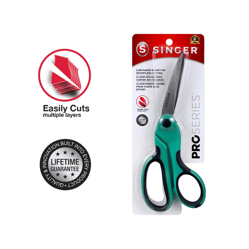 SINGER 00561 8-1/2-Inch ProSeries Heavy Duty Bent Sewing Scissors,Teal Teal