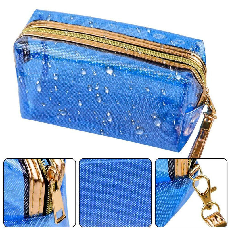 Meetory 5 Pack Waterproof Cosmetic Bag Portable Translucent Makeup Bag Zippered Travel Toiletry Pouch for Vacation, Bathroom, Organizing