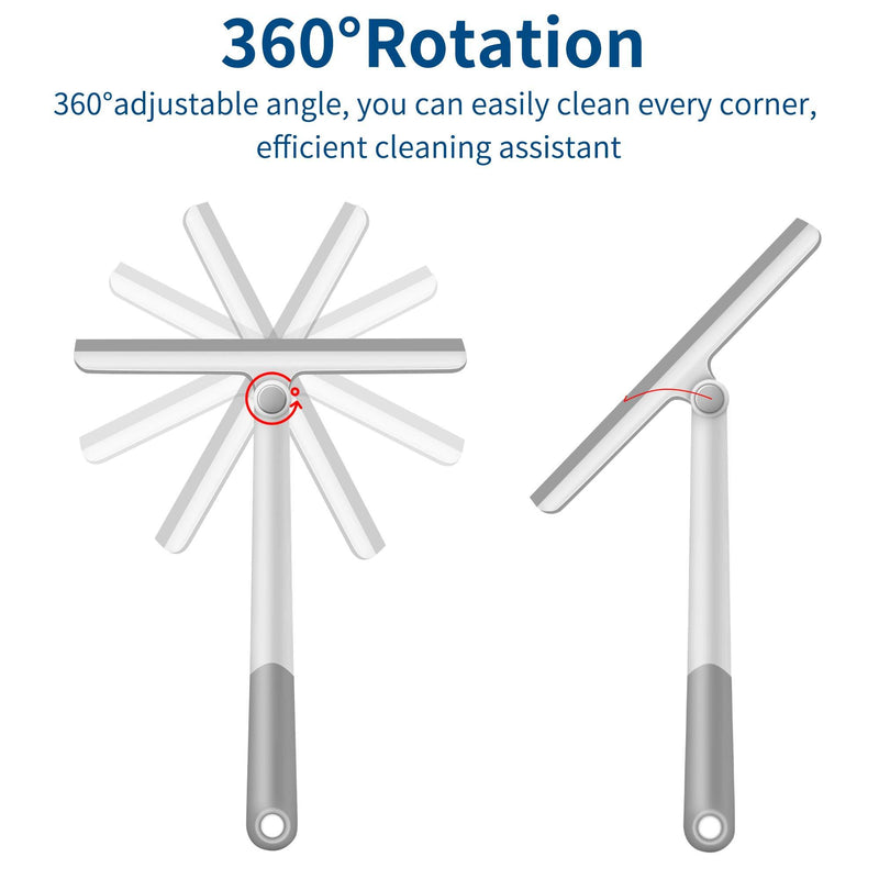 Shower Squeegee for Shower Doors, Shower Squeegee for Glass Doors, Bathroom, Mirrors, Windows Cars and Tile Walls, Silicone Handle Shower Squeegee 12 Inch （Grey,2 Pack） Gray+gray