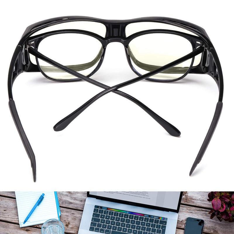 LVIOE Fit Over Blue Light Blocking Glasses and Computer Eyewear- Wear Over Prescription Glasses/ Reading Glasses/ RX Glasses Black Frame Anti Blue Light Glasses