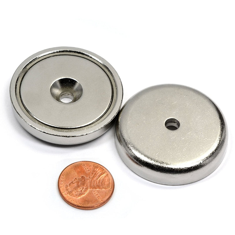 88 LB Super Strong Neodymium Cup Magnets Dia 1.26" w/ #10 Countersunk Hole Plus Matching Strikers & Screws. Made of Neodymium Magnets - Great Round Base Mounting Magnets Super Powerful 2 Packs Cup Magnet 2 pks