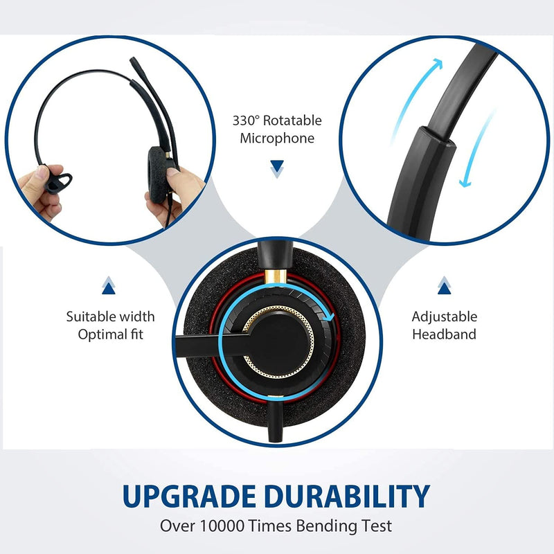 Arama Phone Headset with Noise Canceling Microphone Mute Switch Telephone Headset Compatible with Cisco IP Phones: 6941, 7841, 7861, 7941, 7942, 7945, 7960, 7961, 7962, 7965, 8811, 8841, 8845 A800C-Monaural