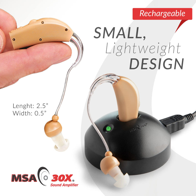 MSA 30X Sound Amplifier, Rechargeable Sound Amplifier with Tips and Cleaning Brush (2 Pieces) 2 MSA 30X Nude Sound Amplifiers w/ Kit