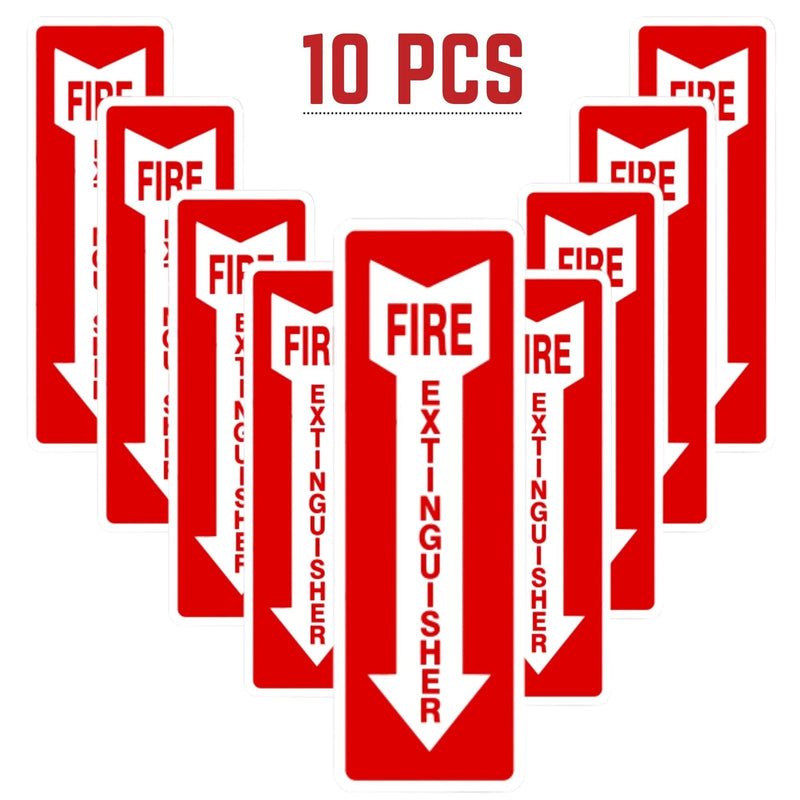 Fire Extinguisher Stickers, 4.25" x 11", 10 Pack, Durable, Self-Adhesive Decals, UV Protected and Waterproof