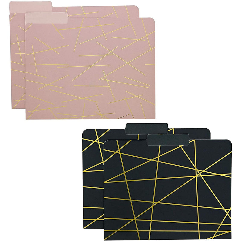 Geometric Decorative File Folders with 1/3 Cut Tab (11.5 x 9.5 In, 12 Pack)