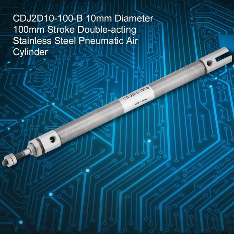 Pneumatic Air Cylinder, Double-Acting Cylinder 10mm Diameter 100mm Stroke Pressure 1Mpa Made of Stainless Steel