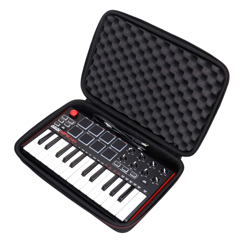 LTGEM Travel Hard Carrying Case for Akai Professional MPK Mini MKII & MPK Mini Play | 25-Key Ultra-Portable USB MIDI Drum Pad & Keyboard Controller (black) B-Black