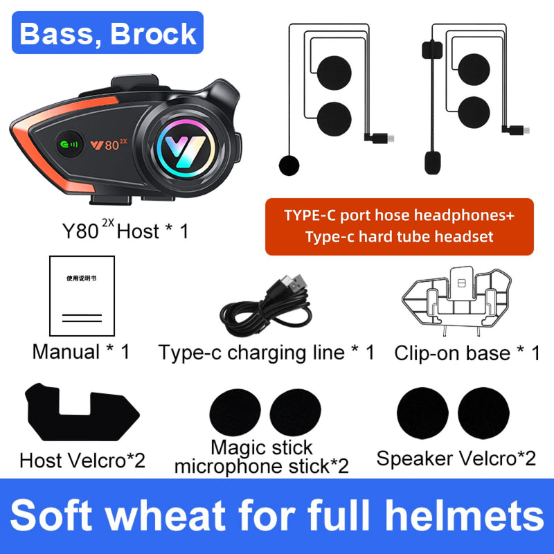 Khptop Motorcycle Helmet Bluetooth Headset 500meters 2 Riders Bluetooth Helmet Intercom Headset with CVC Noise Sound Quality Speakers Communication Systems Motorcycle Riding/Snowmobile/Cycling/Sports Single Pack