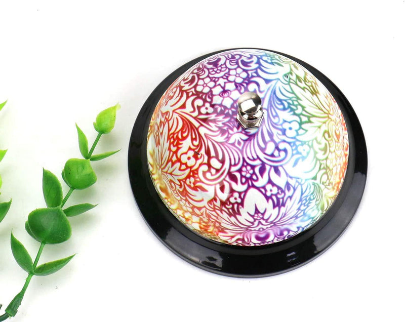 Floral Desktop Bell - Steel Tea Service Dinner Bells Reception Hotel & Restaurant Waiter Call Hand Butlers for Ringing in Counter Shop Play Game Buzzer Coffee Table Decor Teacher School Desk Supplies