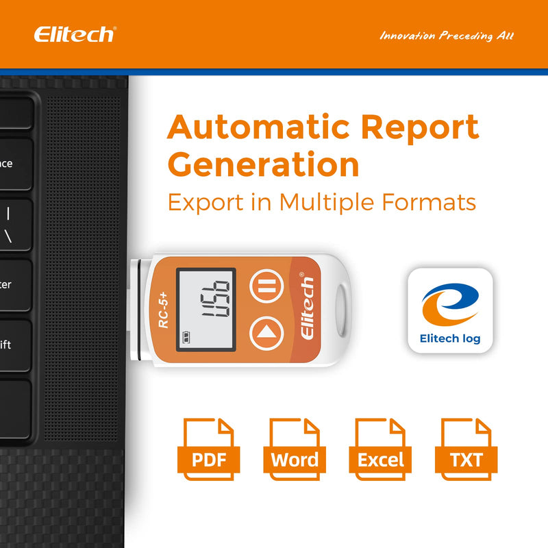 Elitech RC-5+ series PDF USB Temperature Data Logger Reusable Recorder 32000 Points High Accuracy