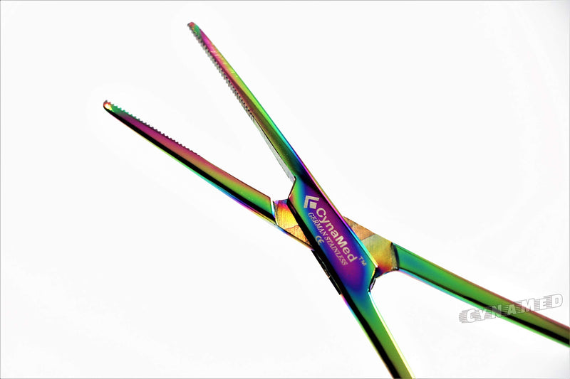 Premium 1 Each 5.5" Straight Hemostat Forceps Locking Clamps Stainless Steel Set-Multi Rainbow Color