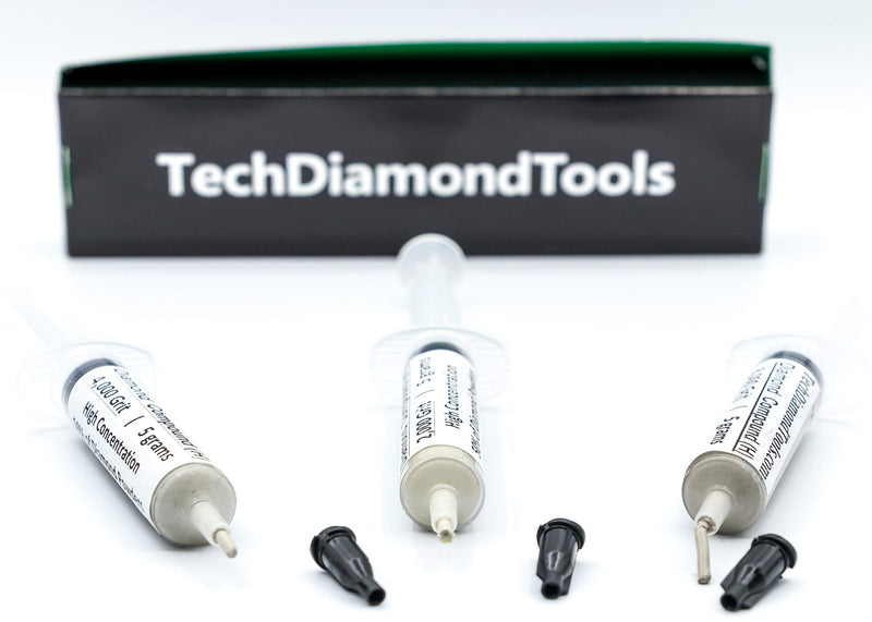 TechDiamondTools Kit of 3 Diamond Polishing Compound Polishing Paste 2000 4000 8000 Grit for Marble Glass Metal Rock Jewelry Resin Silver Gemstone with High Concentration of Diamond Powder USA Made 8000 4000 2000 grit