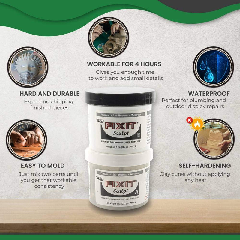 Fixit Sculpt 1 Lb. Epoxy Clay -Two Part Kit of All Purpose Adhesive