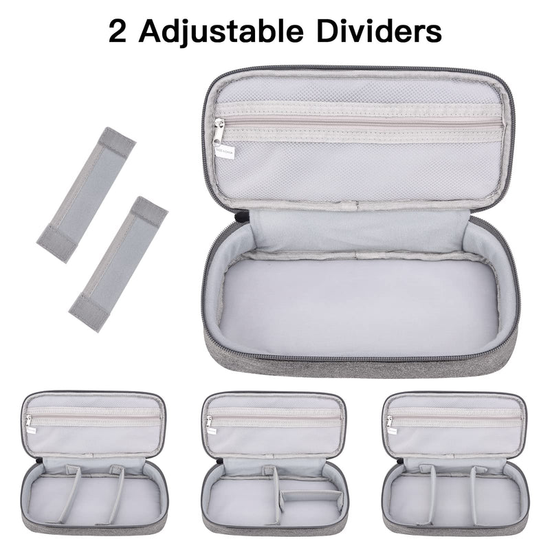 Tech Organizer Travel Case, Electronics Carrying Pouch Bag for Cable, Charger & Cords, External Power Bank, Portable Hard Drive (Dark Grey) Large Dark Grey-L