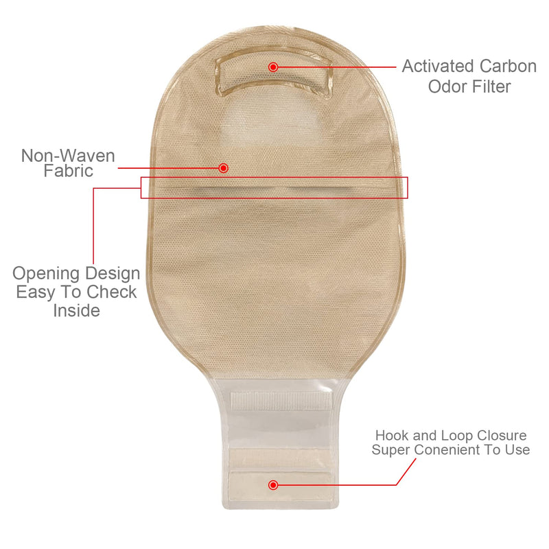 Carbou 21 PCS Ostomy Supplies Colostomy Bags Two Piece Drainable Pouches with Closure 12", Ileostomy Stoma Care,Cut-to-Fit(15pcs Bags+6pcs Barrier) Two Piece Closure