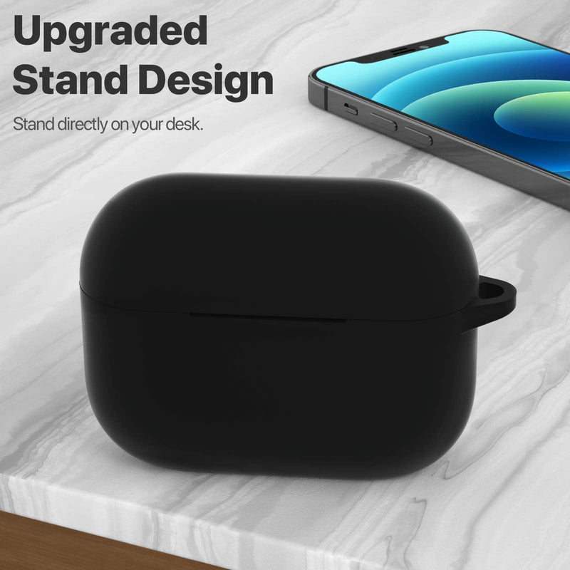ATUAT Compatible with AirPods Pro Case, Protective Silicone Cover Compatible with AirPods Pro (2019) A-Black