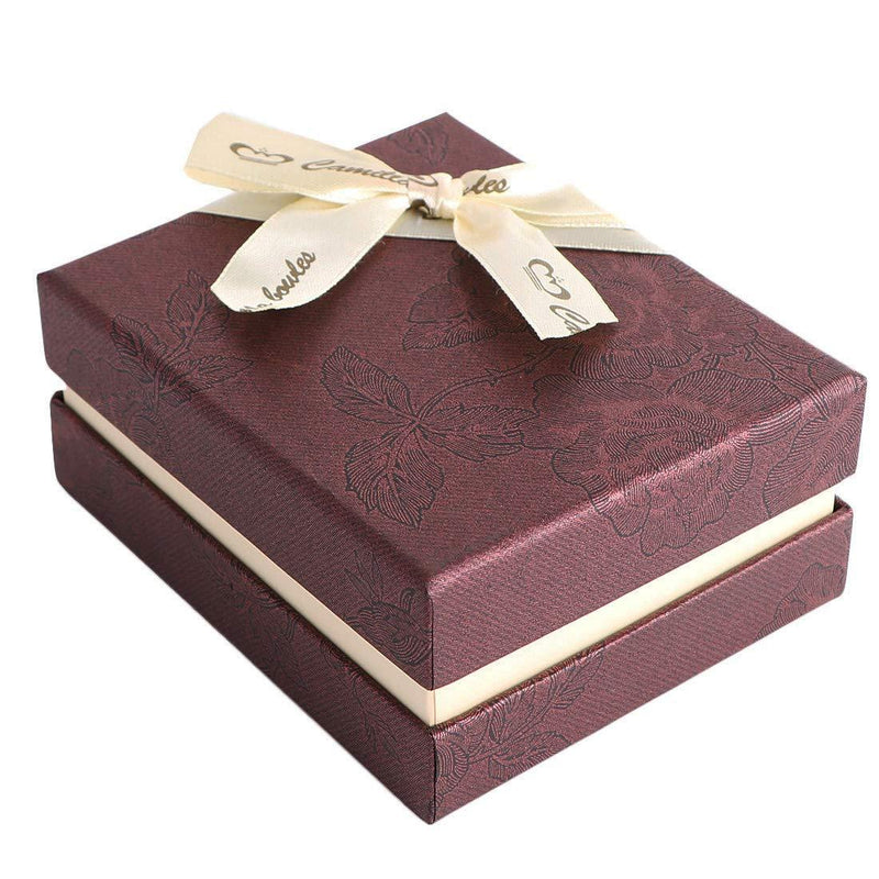 kilofly Genuine Leather Double Lipstick Case Cosmetic Makeup Holder + Gift Box Light Brown