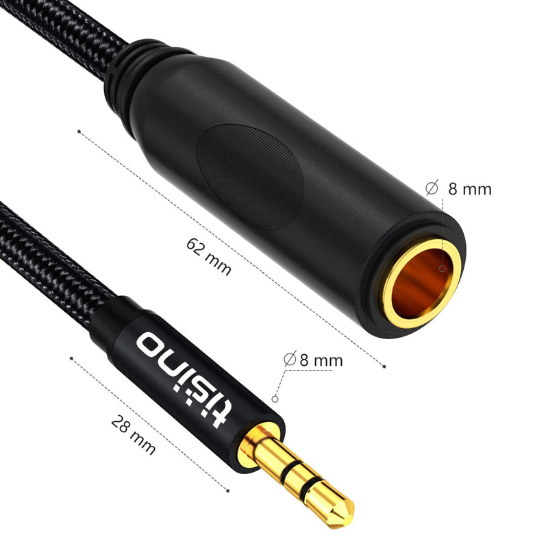 TISINO 1/4 to 3.5mm Adapter, 1/4" Female to 1/8" Male Stereo Audio Adapter for Headphone, Amplifiers, Guitar, Amp etc. - 5ft/1.5m 5 feet