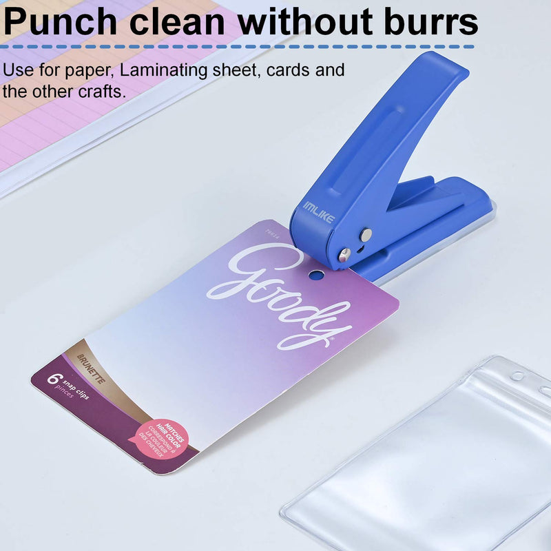 IMLIKE Metal Single Hole Punch: 1/4 Inch One Hole Small Puncher - Strong 1 Hole Paper Punch - Easy Punch 16 Sheets Paper - Can Punch 1/24 Inch PVC Card and Under 1/16 Inch Cardboard