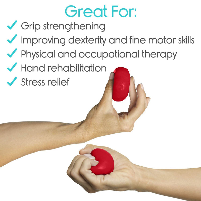 Vive Therapy Putty, Occupational Hand Tools (2 Pack) - Sensory Stress Relief - for Physical Exercise, Finger Pain, Grip Strength, Rehab, Arthritis, Adults, Forearms, Fidgeting, Motor Skills Red (X-firm)