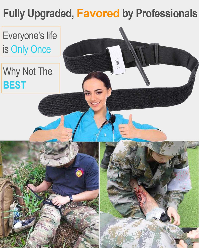 DouHeal Combat Tourniquet, Military Tourniquets, Optimized Details, One-Handed, Tactical Turniquitt Emergency Hiking First Aid Medical Supplies Pre-Hospital Life Saving Hemorrhage Control TQ 3 Packs Black-3Pcks