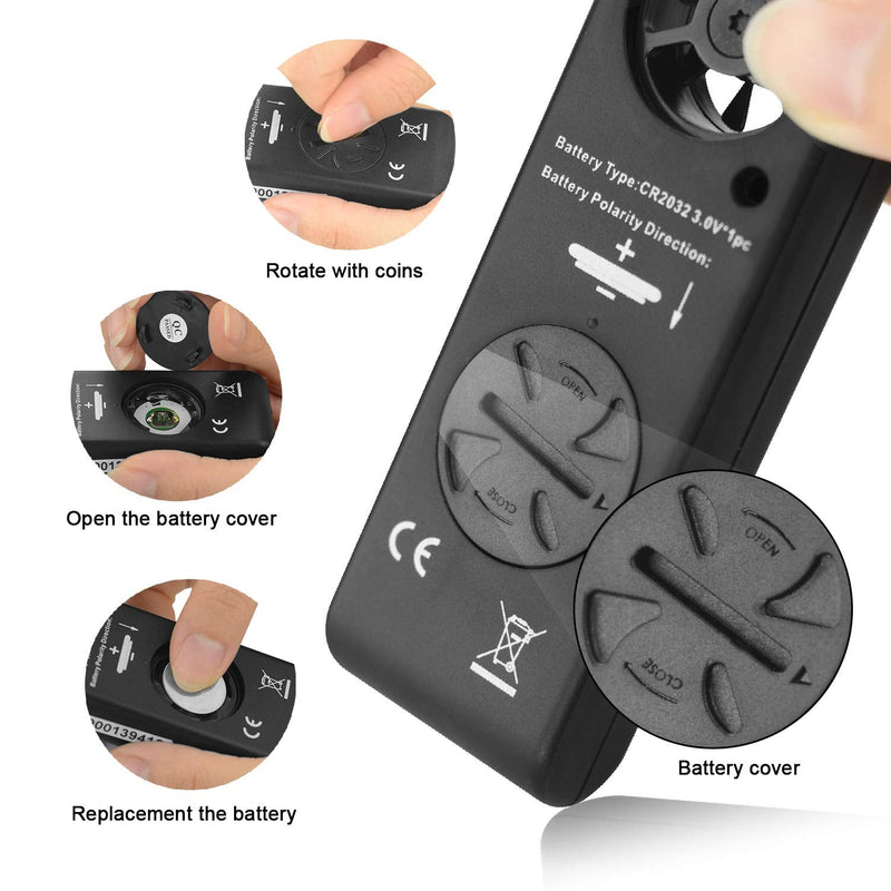 Anemometer Handheld Wind Speed Meter for Measuring Wind Speed Temperature and Max/Average/Current, High Precision Anemometer Measuring for Windsurfing Sailing Fishing Outdoor Activities 816B(Pocket Anemometer)