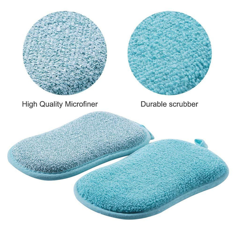 12 Pack Durable Scrub Scouring Sponge , Non-Scratch Microfiber Sponge Along with Heavy Duty Scouring Power , Effortless Cleaning of Dishes, Pots and Pans All at Once (Six Colors)
