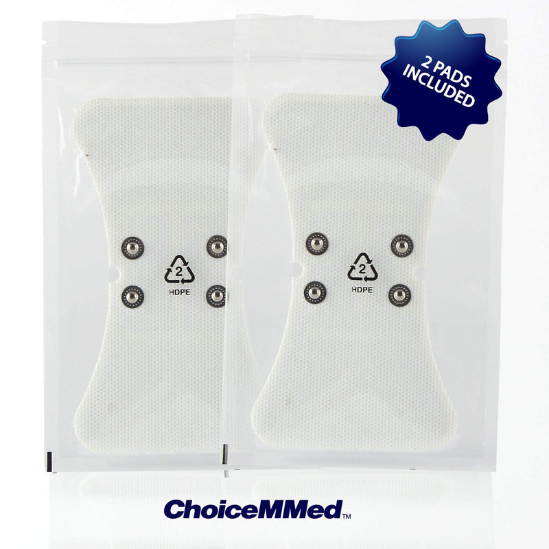 CHOICEMMED 2 Pack Universal Therma Heated TENS Unit Pads - Muscle Stimulator E-stim Electrodes - Universal Replacement Massage Pads for Electronic Pulse Stimulators - Reusable Pad for Electrotherapy