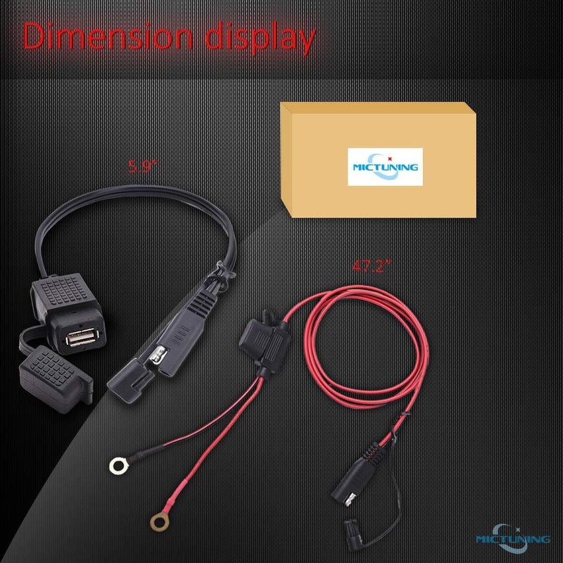 MICTUNING SAE to USB Cable Adapter Waterproof USB Charger Quick 2.1A Port with Inline Fuse for Motorcycle Cellphone Tablet GPS and More