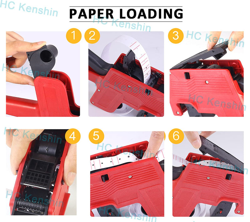 MX-5500 8 Digits Price tag Gun with 5500 White Labels and 3 Ink (Red)