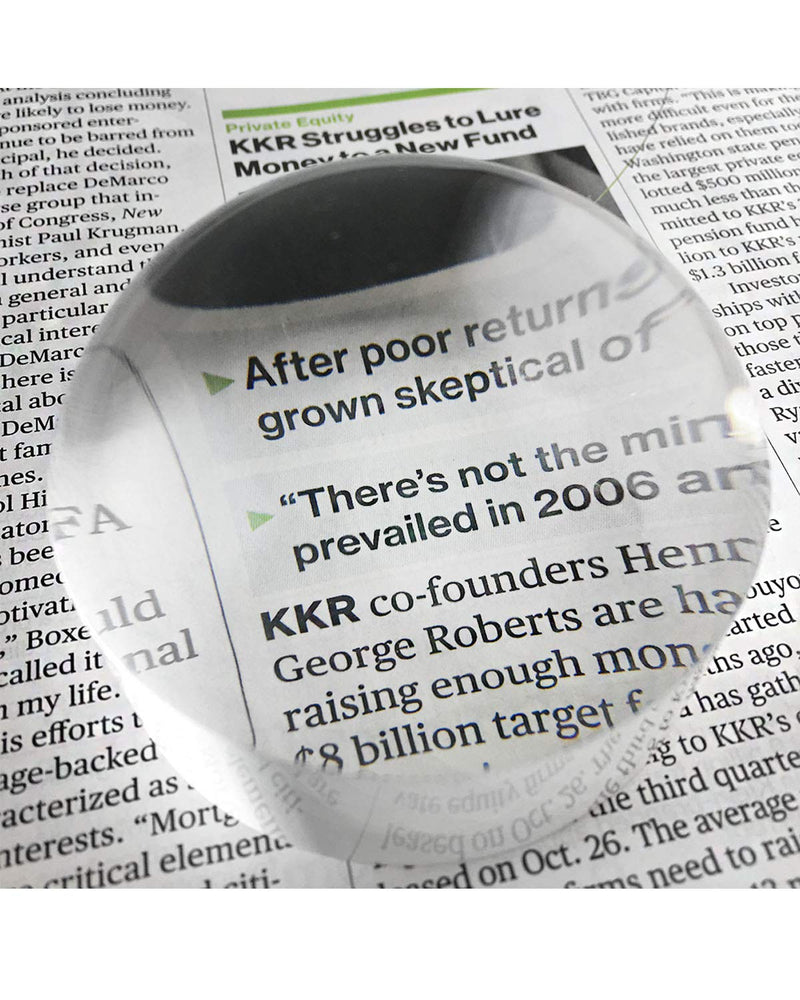 MagDepo Acrylic Dome Magnifier 2.5 inch 4X Crystal Glass Paperweight with 2 Pack of Bonus Card Magnifying Glass Polishing Pouch for Blueprints, Maps, and Newspapers